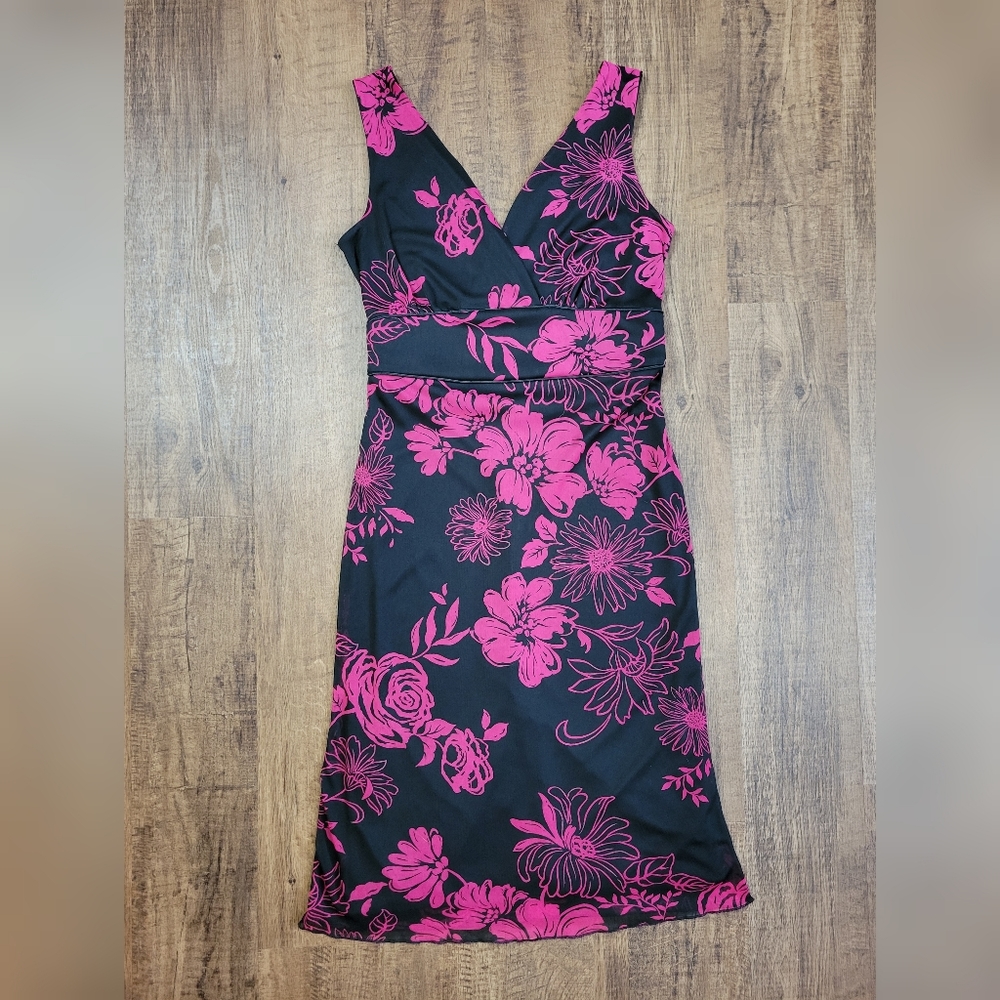 Ricki's Black and Pink Floral Midi Dress